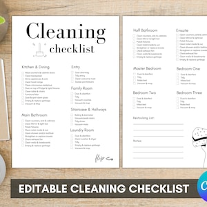 Airbnb Cleaning Checklist Canva | Editable Airbnb Template | Airbnb Cleaning Schedule | Cleaning Planner | Cleaning Form | Airbnb Host