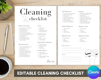 Airbnb-schoonmaakchecklist Canva | Bewerkbare Airbnb-sjabloon | Airbnb-schoonmaakschema | Schoonmaakplanner | Reinigingsformulier | Airbnb-host