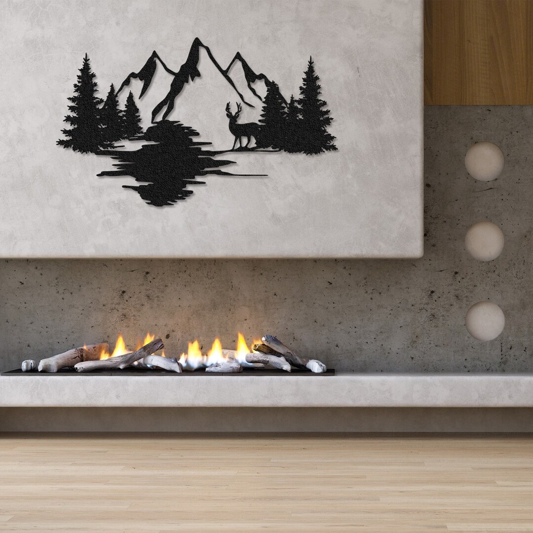 Mountain and Forest Metal Wall Decor, Hill Metal Wall Art, Nature