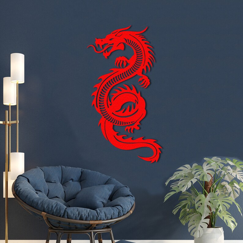 Dragon Metal Wall Decor Medieval Fantasy Minimalist Line Art Etsy