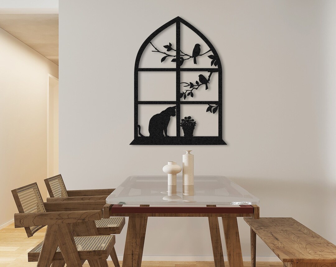 Metal Window Wall Art Window and Cat Decor Cat Lover Gift Etsy