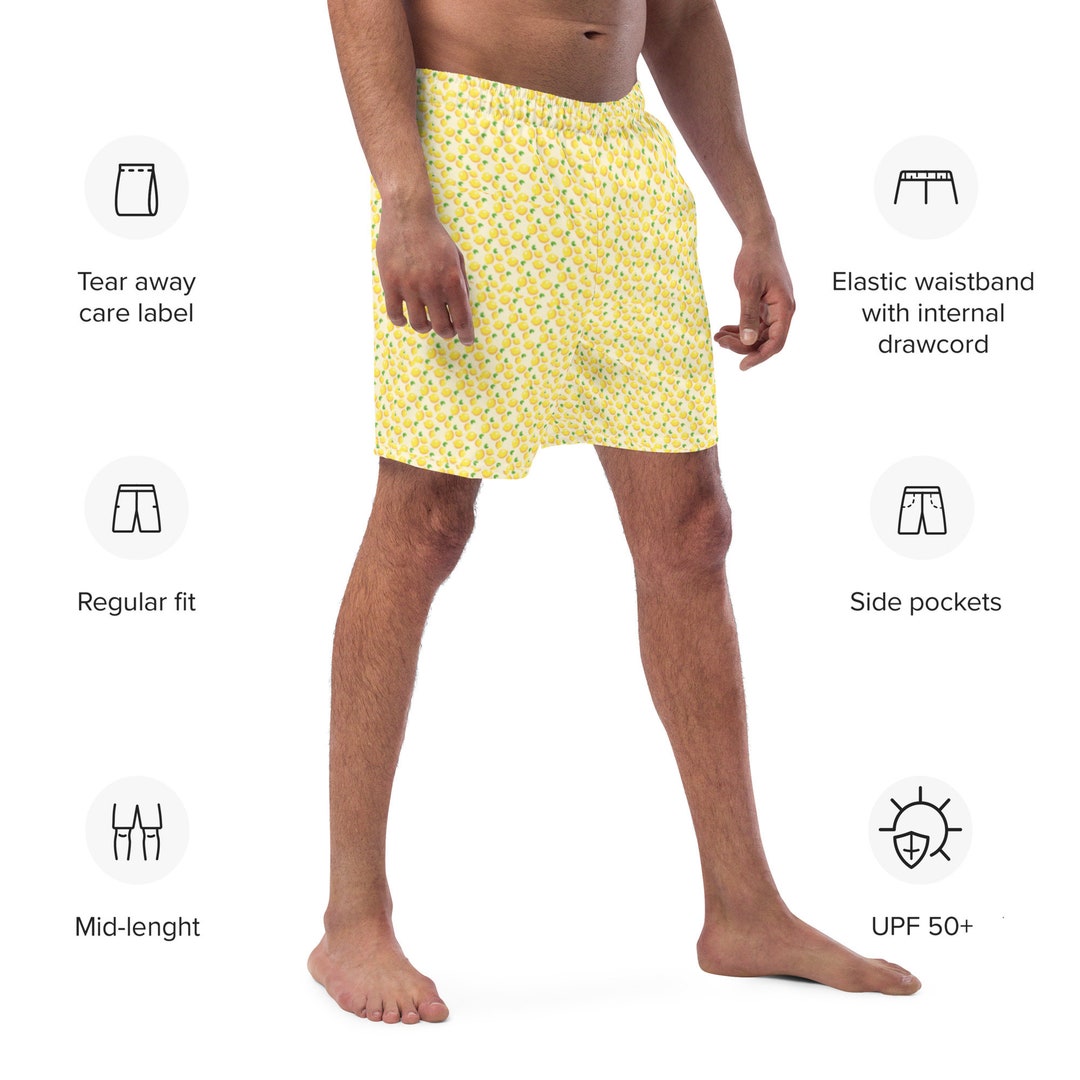 Men's Lemon Pattern Swim Trunks Quick Dry Life Gives You Etsy