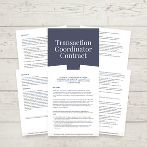 Transaction Coordinator Contract | Transaction Coordinator Agreement | Real Estate Transaction Coordinator | Canva | Google Doc