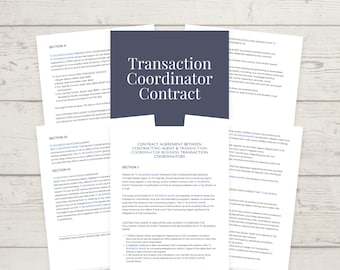Transaction Coordinator Contract | Transaction Coordinator Agreement | Real Estate Transaction Coordinator | Canva | Google Doc