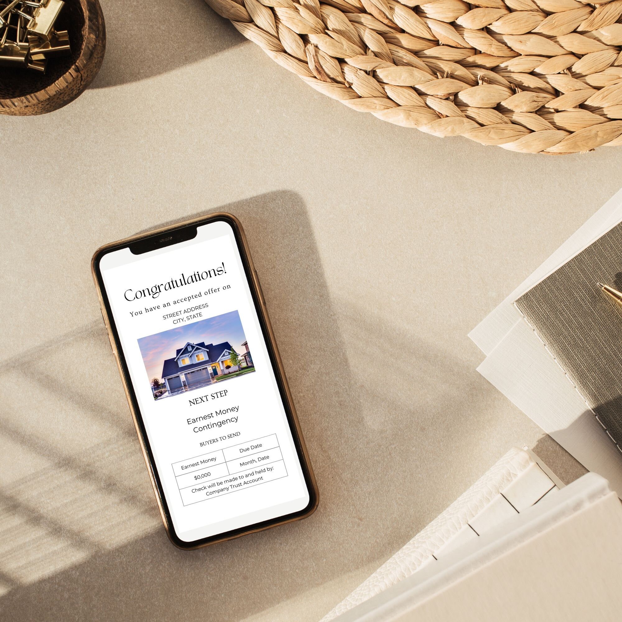 Accepted Offer to Close Mobile Text Templates, Digital Real Estate ...