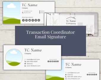 Koordynator transakcji nieruchomości Podpis e-mail | Edytowalny | Szablon Canva