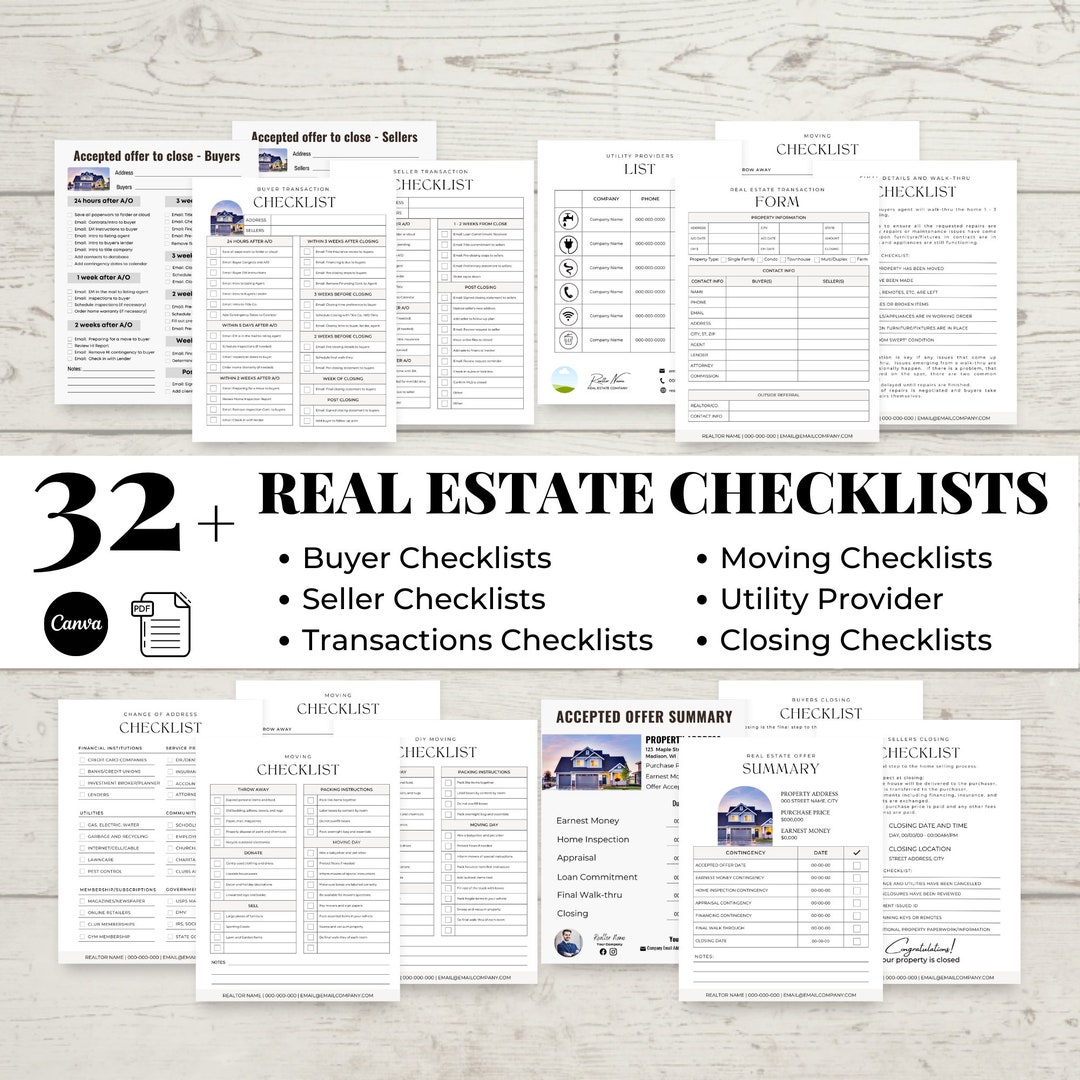 Real Estate Transaction Checklists Template Bundle Buyer and Seller