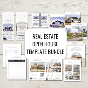 Open House Template Bundle | Open House Door Hanger | Open House Sign In | Open House Feedback | Canva Templates