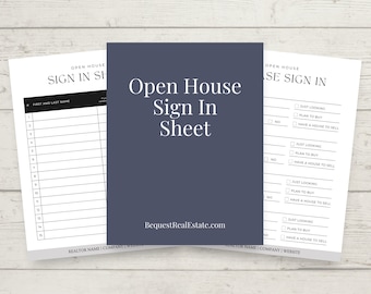 Open House Sign In Sheet | Real Estate Open House Template | Canva