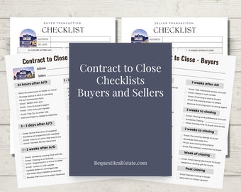 Real Estate Transaction Checklist Template for Buyers and Sellers | Buyer and Seller Contract to Close Checklists | Canva Template