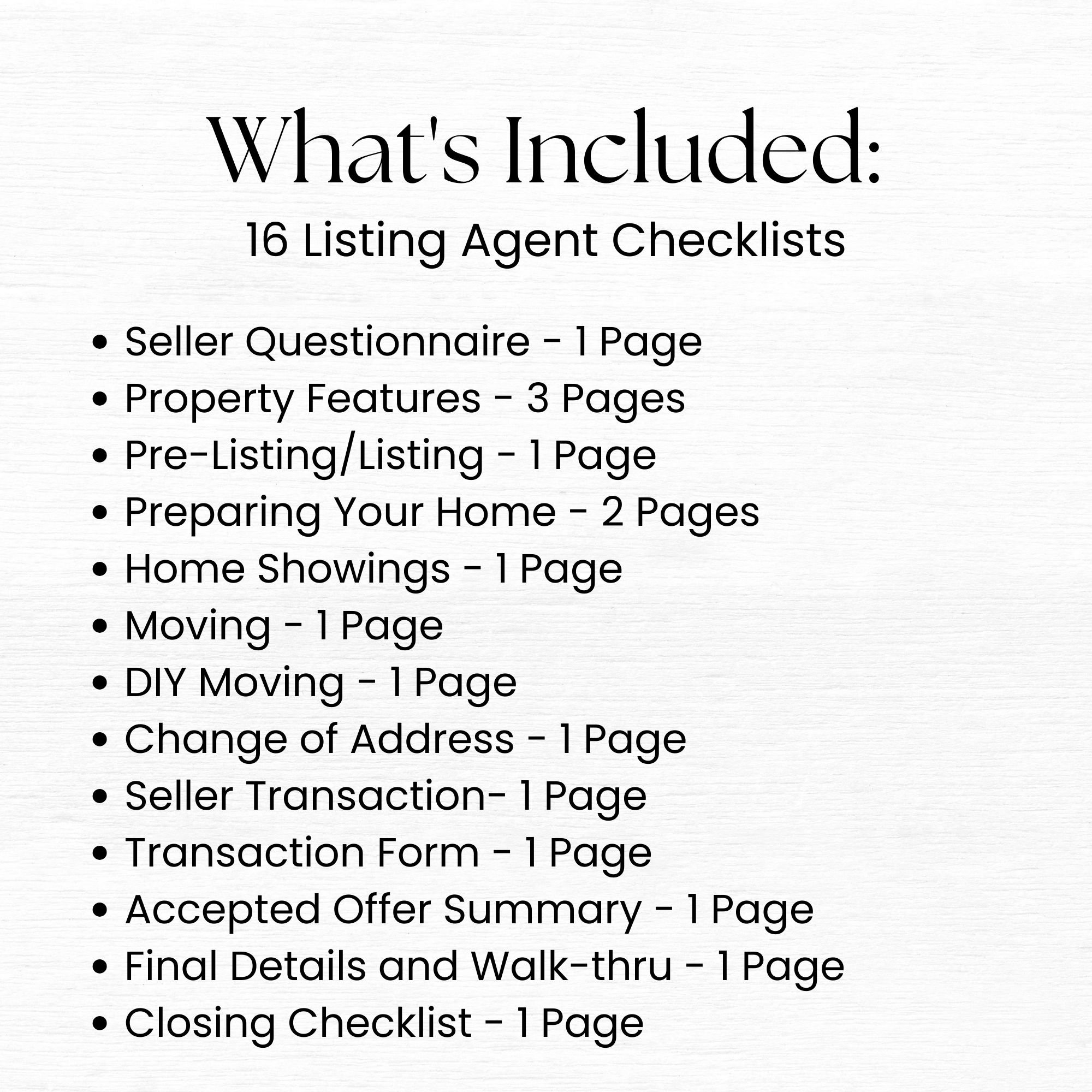 Real Estate Listing Agent Checklist Template Bundle Checklists for Realtors Selling a Home