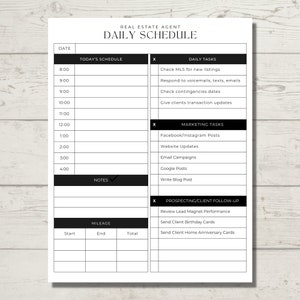 Makler tägliche Checkliste und Business Planer: Bearbeiten in Canva, druckbar und ausfüllbar