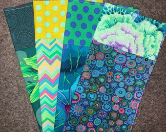 Set of 4 Coordinating Napkins, 100% Cotton, Eco-friendly, Reusable, Dinner, Lunchboxes, Picnics, Double-sided, Reversible