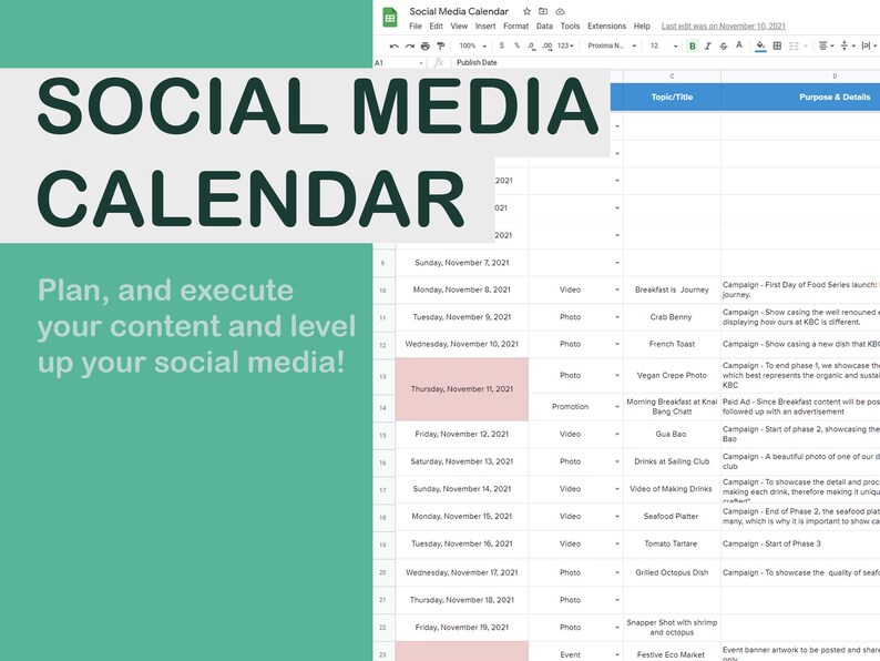 The Ultimate Social Media Calendar Plan Your Content Etsy