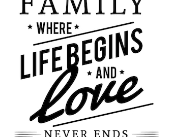 Cytat rodzinny „Miłość nigdy się nie kończy” | Cyfrowe wydruki do pobrania
