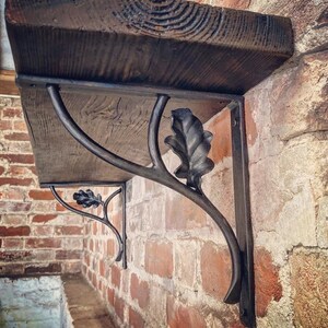 Hand Forged Oak Leaf Shelf Brackets, made to measure.