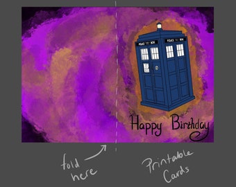 Printable Doctor Who Birthday Card, Instant Download, 7x5 Inch Card. - Etsy