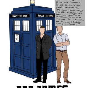 Digital download printable Personalised Dr Who and companion A4 print illustration