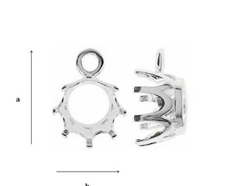 Bélière pour pierre précieuse ou zircon de 6 mm. Sertissage bélière pour cabochons. Bélière pendentif. Monture bélière en argent sterling pour bijoux faits à la main.