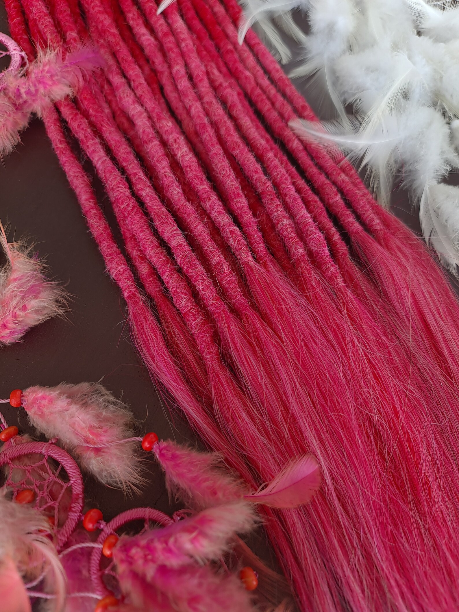 Rose Pink Dreadlocks Extensions Human Hair Real Dreads Colored Etsy