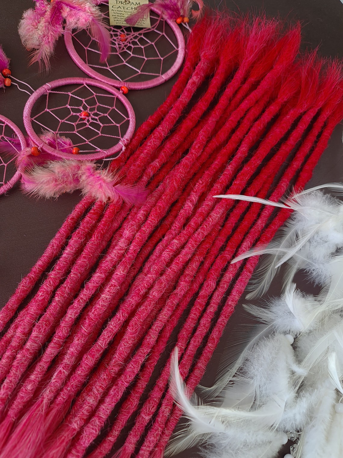 Rose Pink Dreadlocks Extensions Human Hair Real Dreads Colored Etsy