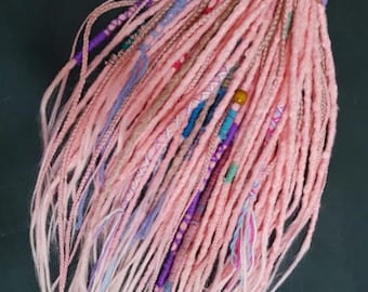Sakura pink synthetic dreads, Pastel dreadlocks, Pink SE DE dreads, Doll cosplay hair extension, Festival dreads, Rose quartz color