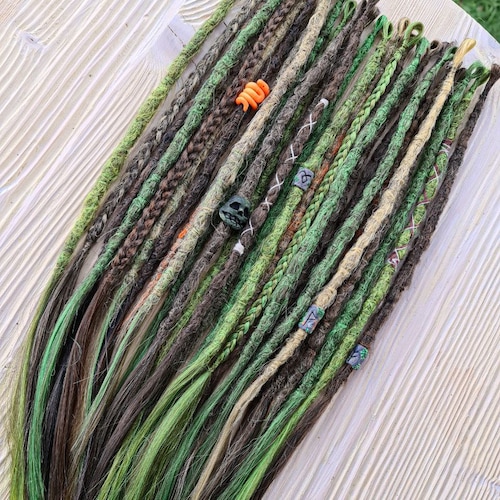 Forest Green Dreads Single Ended Dreadlock Extensions Fairy Etsy