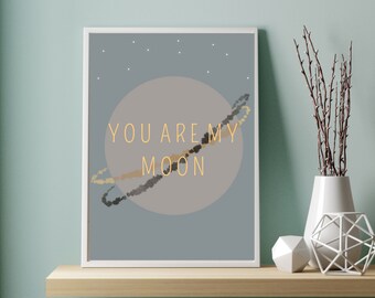 Mond, Mond, Digitaldruck, Wandbild, Illustration, Kinderzimmer, Kinderzimmer,