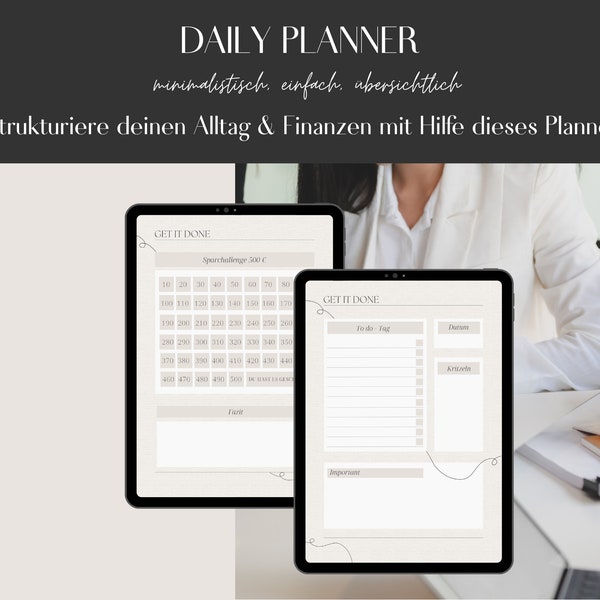 Minimalistischer Daily Planner, einfach & strukturiert für Menschen mit ADHS, Angststörungen, Depressionen, Alltagsplaner Neurodivergent