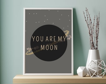 Moon, Mond, Digital Print, Wandbild, Illustration, Nursery, Kinderzimmer,