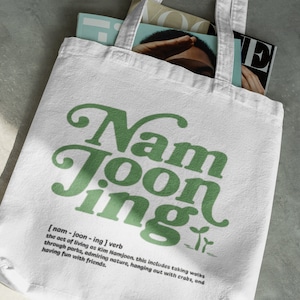 Namjooning Tote Bag, BTS Gift, BTS, KPop, Cotton Bag, Shoulder Bag, Shopping Bag, Cloth Bag, Eco Friendly Bag, Aesthetic Bag, Bag Gifts