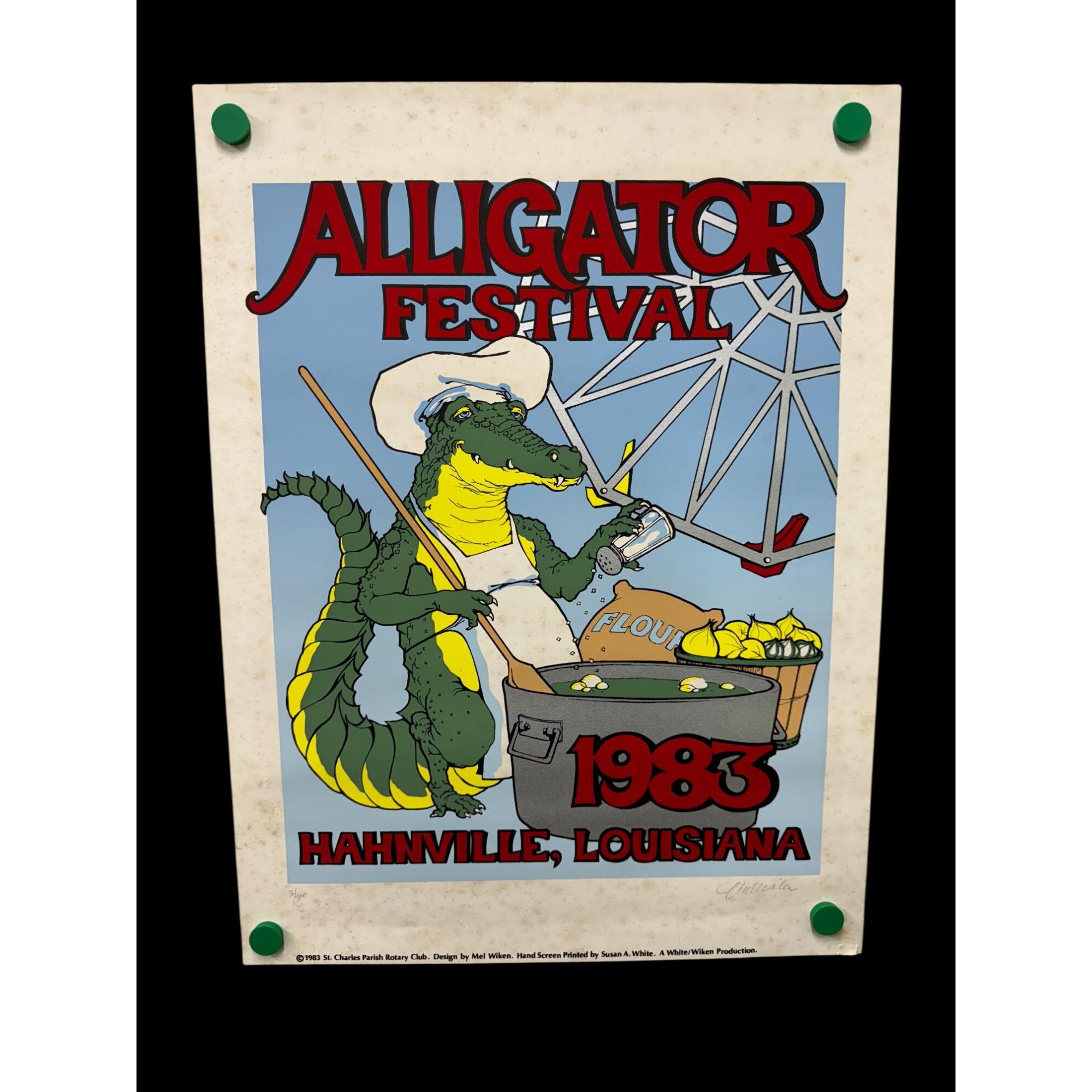 1983 Alligator Festival Poster Screen Print Signed/#'d - Hahnville