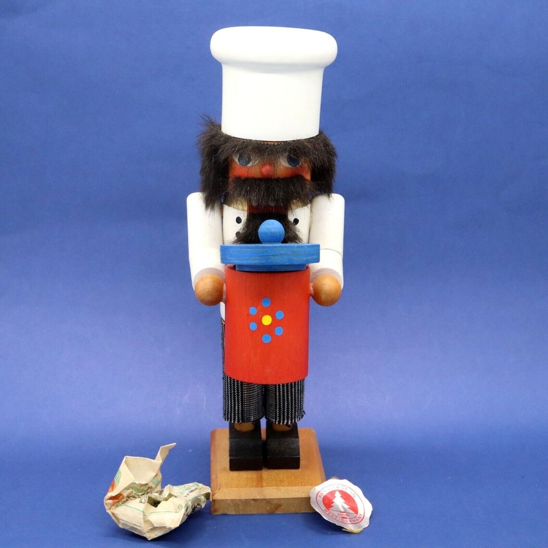 Rare Vtg 11 Zuber Chef Nutcracker and Smoker W/ Incense Cones West