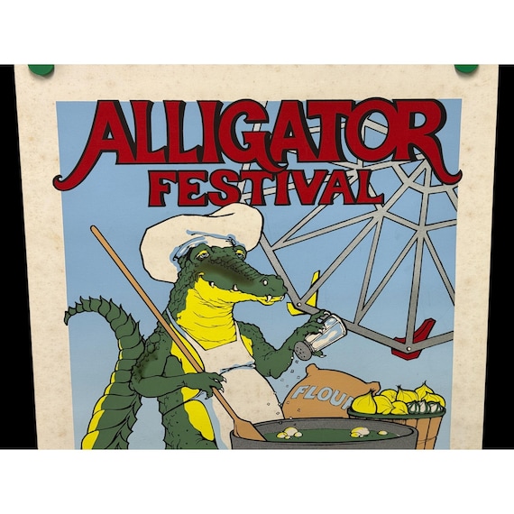 1983 Alligator Festival Poster Screen Print Signed/#'d - Hahnville