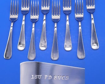 Set of 8 Vtg NOS Oneidacraft Forks for LSU Food Services New Cafeteria Flatware