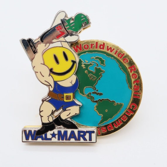 Vintage Walmart Employee Pin Smiley W/ Trophy Worldwide - Etsy Vintage Walmart Employee Pin Smiley W/ Trophy Worldwide - Etsy