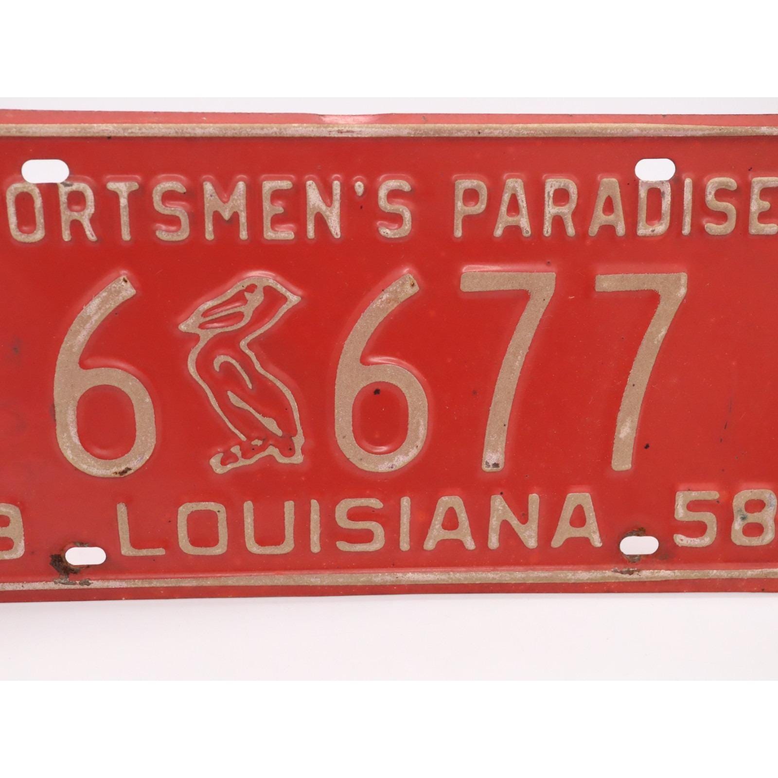 forsale 看板　USA 1958 Louisiana License Plate -pelican-rare 4 Digit Number