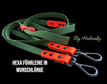 Individual HEXA leash 20 mm, waterproof, 23 colors, optional safety carabiner, dog leash, crossbody wearable, individually adjustable