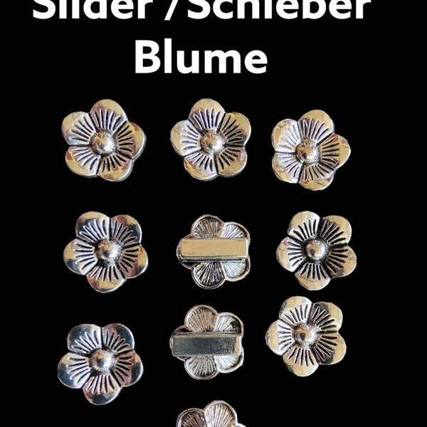 10 Charms Beads Slider Schieber Perle Blume für Paracord Basteln Dekoration im 10er Pack