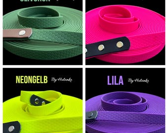 Customizable Hexa tracking leash, 13 mm wide, with detachable hand loop, safety carabiner, in your desired color and length.