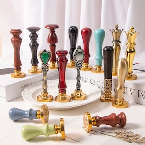 Varios tipos de mangos de sellos de cera, Mango de color para sellos de cera, Mango de madera para sellos de arcilla, Mango de metal, Kit de sellos de cera con logotipo personalizado