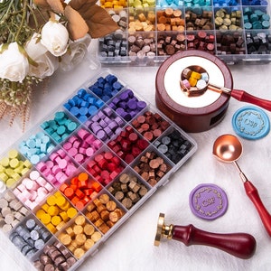Juego de perlas de cera, perlas de cera para sellar, horno para sellar con cera, kit de sellos de cera de varios colores, sellos de cera para invitaciones, sellado de cartas DIY