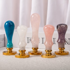 Mango de sello de cera de cristal, sello de cera con mango de cristal, sellos de cera personalizados, sello personalizado para regalos de Navidad, cera de sellado personalizada