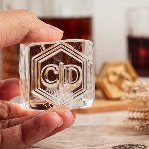 48 Designs,Customized Whiskey Ice Tray,Personalized Brass Cocktail Ice Cube Mold, Gift for Him, Brass Stamp, Client Gift
