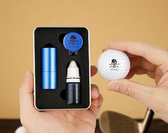 Skull Golf Ball Stamp Design, Custom Golf Ball Stamp Set, Golf Ball Stamper, Self-Inking Golf Ball Marker Stamp, Golfer Gift for Men & Women