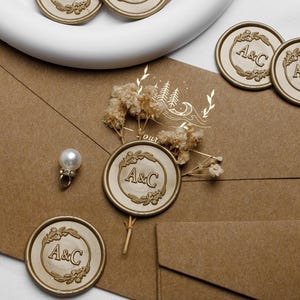 Custom Handmade Wax Seal Stickers, Pre-made Wedding Wax Seals, Self Adhesive Wax Seal, Envelopes Seals for Wedding/Graduation/Anniversary