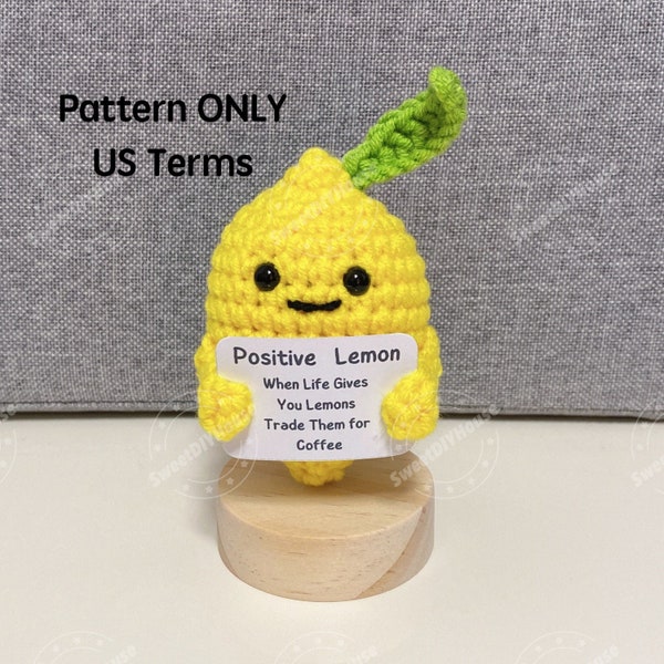Positive Lemon Pattern US English Terms, Pick Me Up,Coffee Table Decor,Handmade Cute Fruit,Unique Birthday Gift,Emotional Support Desk Buddy