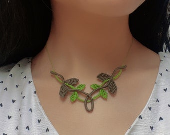 Tutorial de gargantilla de Macrame de hoja para vacaciones y viajes, patrón de collar hecho a mano ajustable, patrón de joyería Micro Macrame, hágalo usted mismo