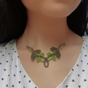 Leaf Macrame Choker Tutorial for Holiday and Travel,Adjustable Handmade Necklace Pattern,Micro Macrame Jewelry Pattern,Do It Yourself