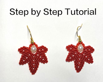 Maple Leaf Fall Macrame Earrings Pattern,Handmade Dangle Earrings Macrame Jewelry Pattern,Step by Step Micro Macrame Tutorial PDF and Video